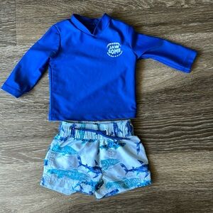 Carter's Just One You Baby Boys' Long Sleeve Sealife Rash Guard Swim Set - 3M